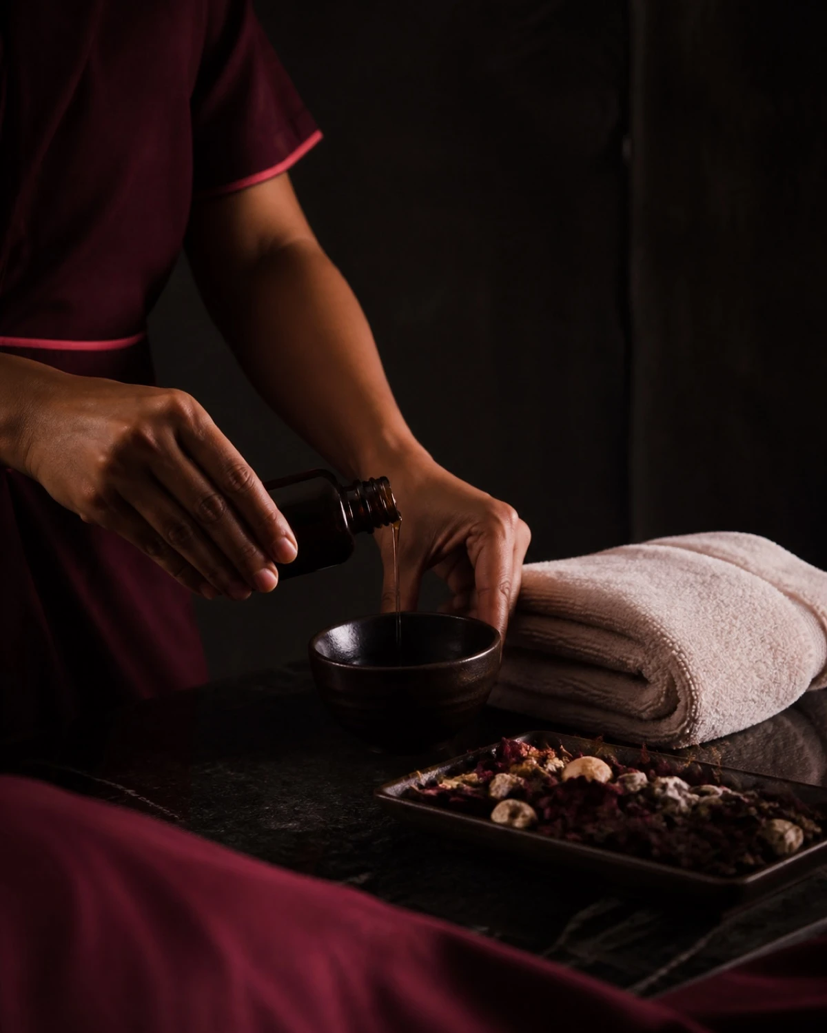 Aura Spa Studio massage treatment preparation