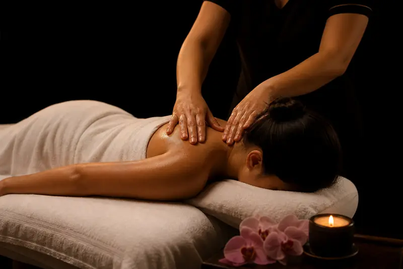 Aromatherapy massage on the neck and shoulders